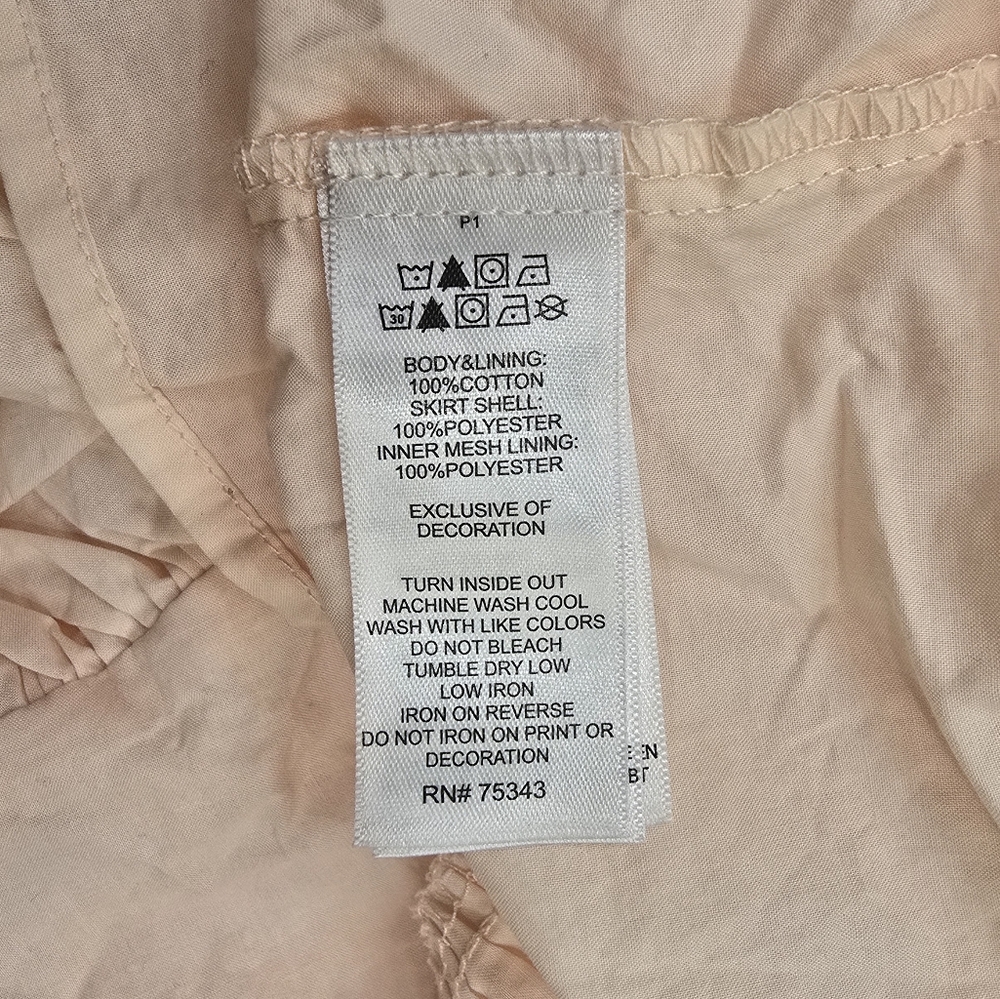 Tahari Baby Dress Embroidered Rabbits Flowers Peach - Picture 5 of 7